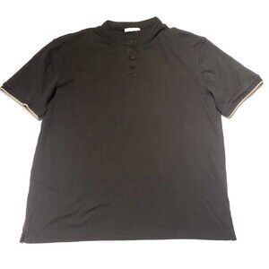 Zara Henley dress Shirt Mens Extra Large Black with white stripes Sleeve